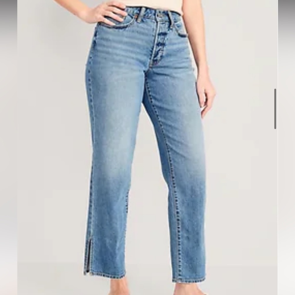 Women’s Curvy High Waisted Button Fly OG Loose Side Slit Jeans Old Navy NWT